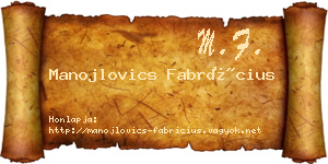 Manojlovics Fabrícius névjegykártya